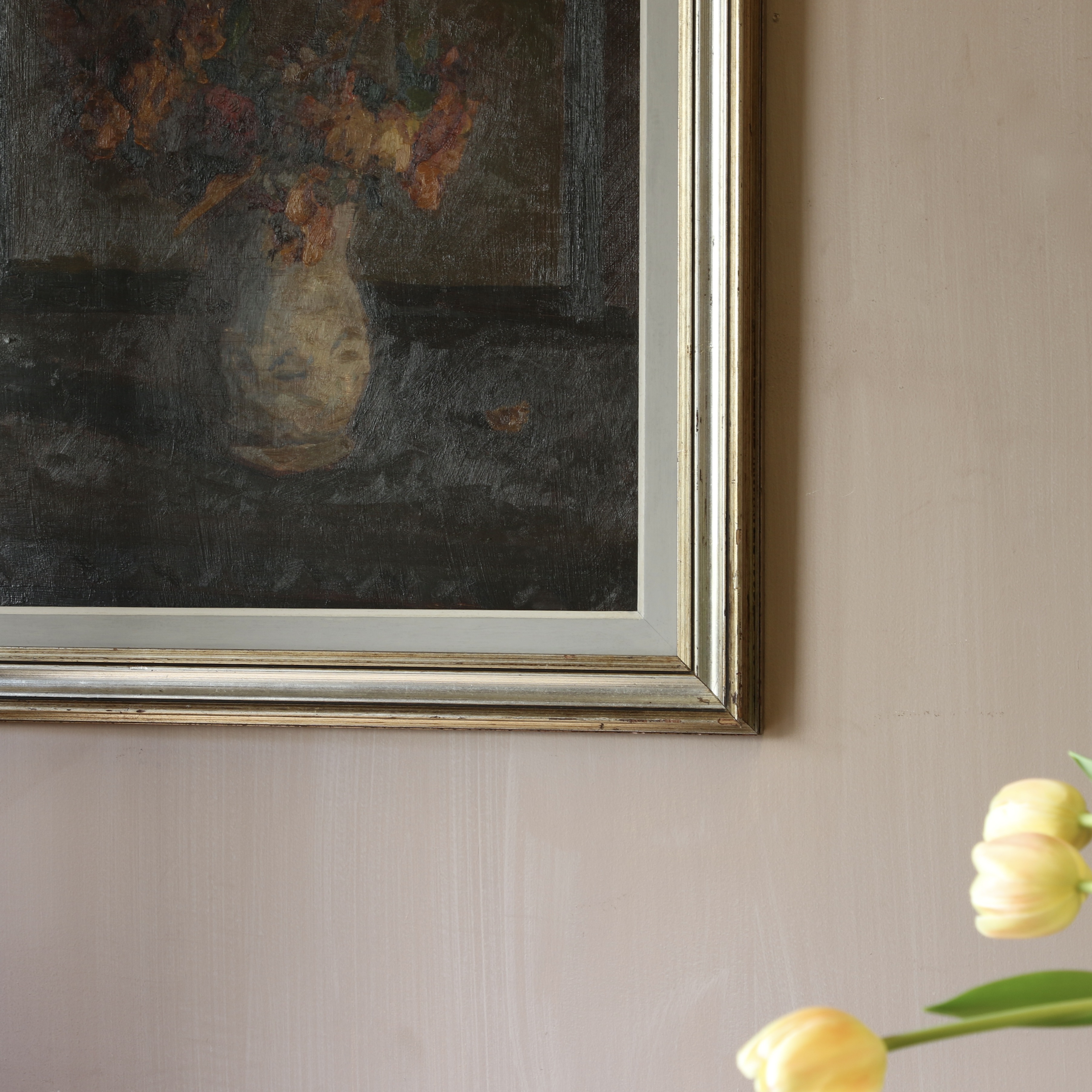 Floral Still Life in Silvered Frame